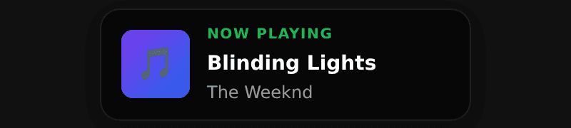 The Now Playing overlay showing the current track and artist